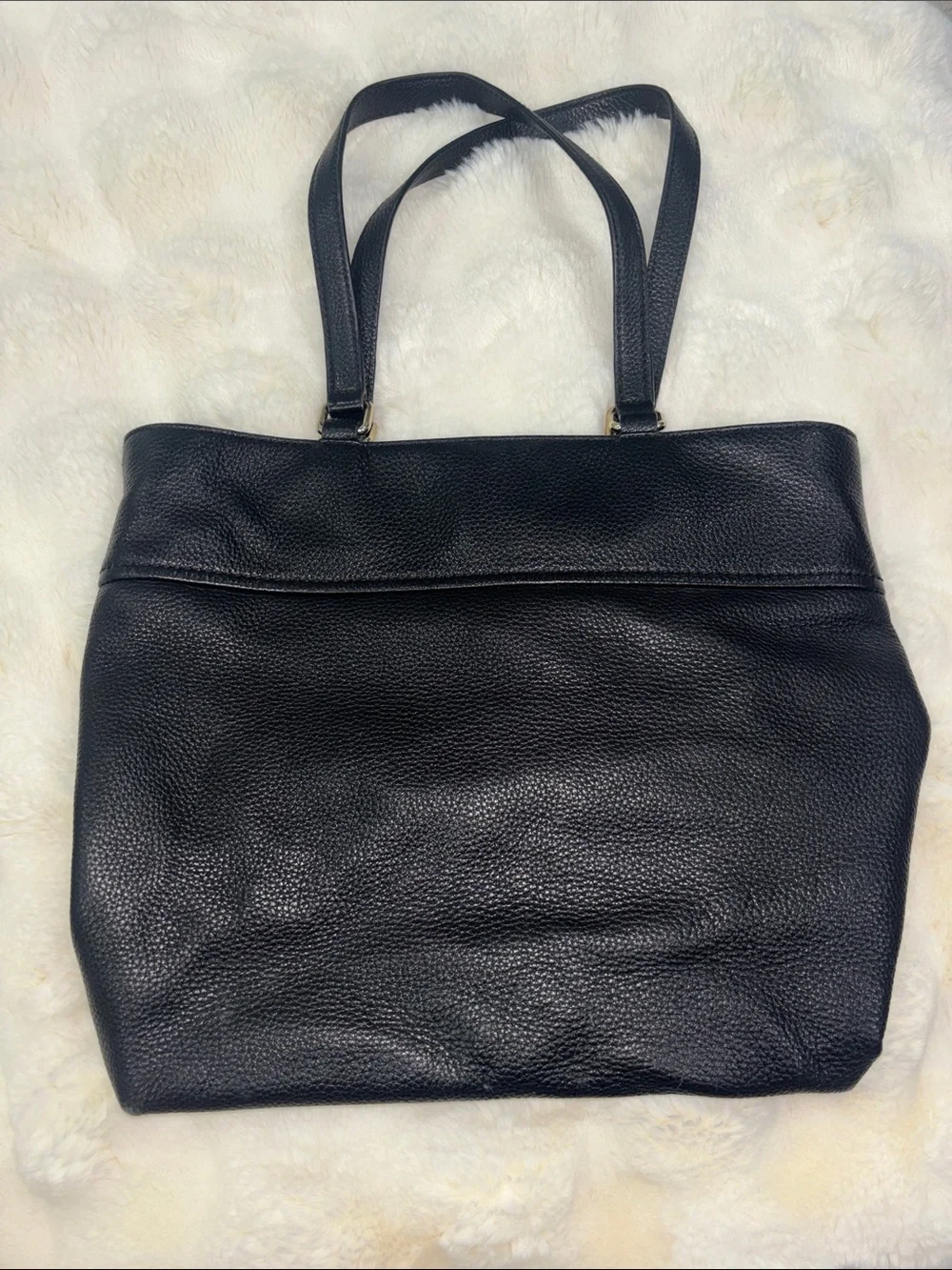 kate spade Black Pebbled Leather Shoulder Tote with Front Zip